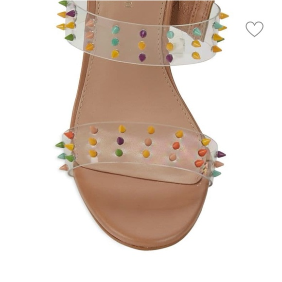 Colorful studs on the dual transparent straps enliven these sandals. - Picture 3 of 4